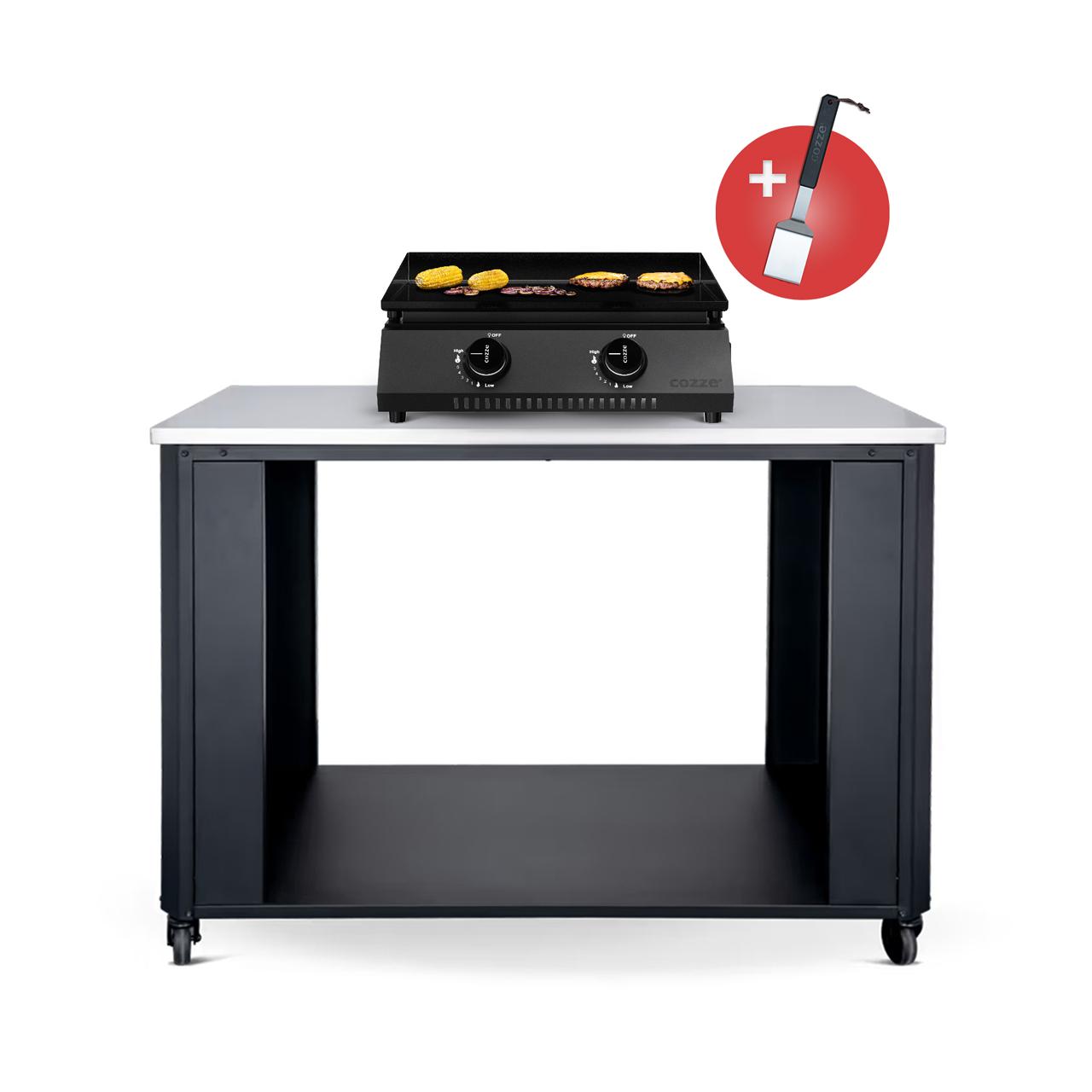 Cozze Plancha G-400 Bundle inkl. offenes Modul 115 cm mit Edelstahlplatte & Gratis Grillspatel