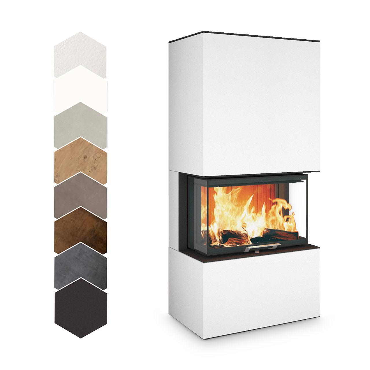 Kaminbausatz Neocube P20 8,5 kW - Oberteil: Arctic White - Unterteil: Nero Zimbabwe