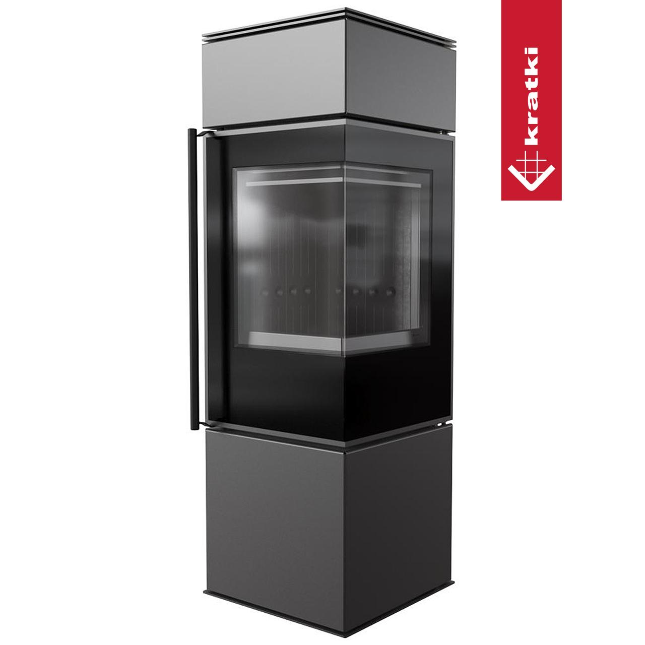 Kaminofen Kratki REN/S 7,3 kW - Ausführung: Schwarz - Version: Ecke rechts - Tür selbstschließend: ja