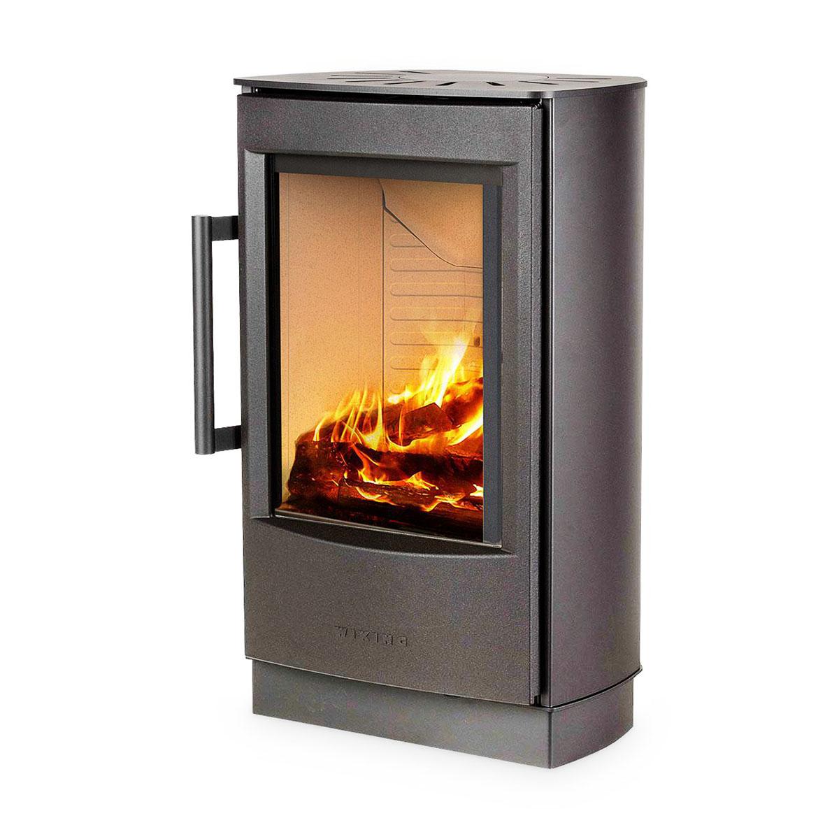 Kaminofen Wiking Miro 2 mit Sockel 4,9 kW - Korpus: Grau - Rauchabgang: Oben