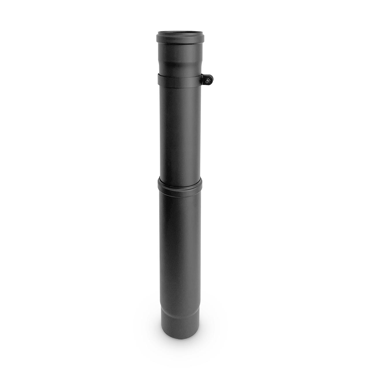 Teleskop Pelletofenrohr DN 80 mm 410 - 610 mm Schwarz 1,2 mm Stahl