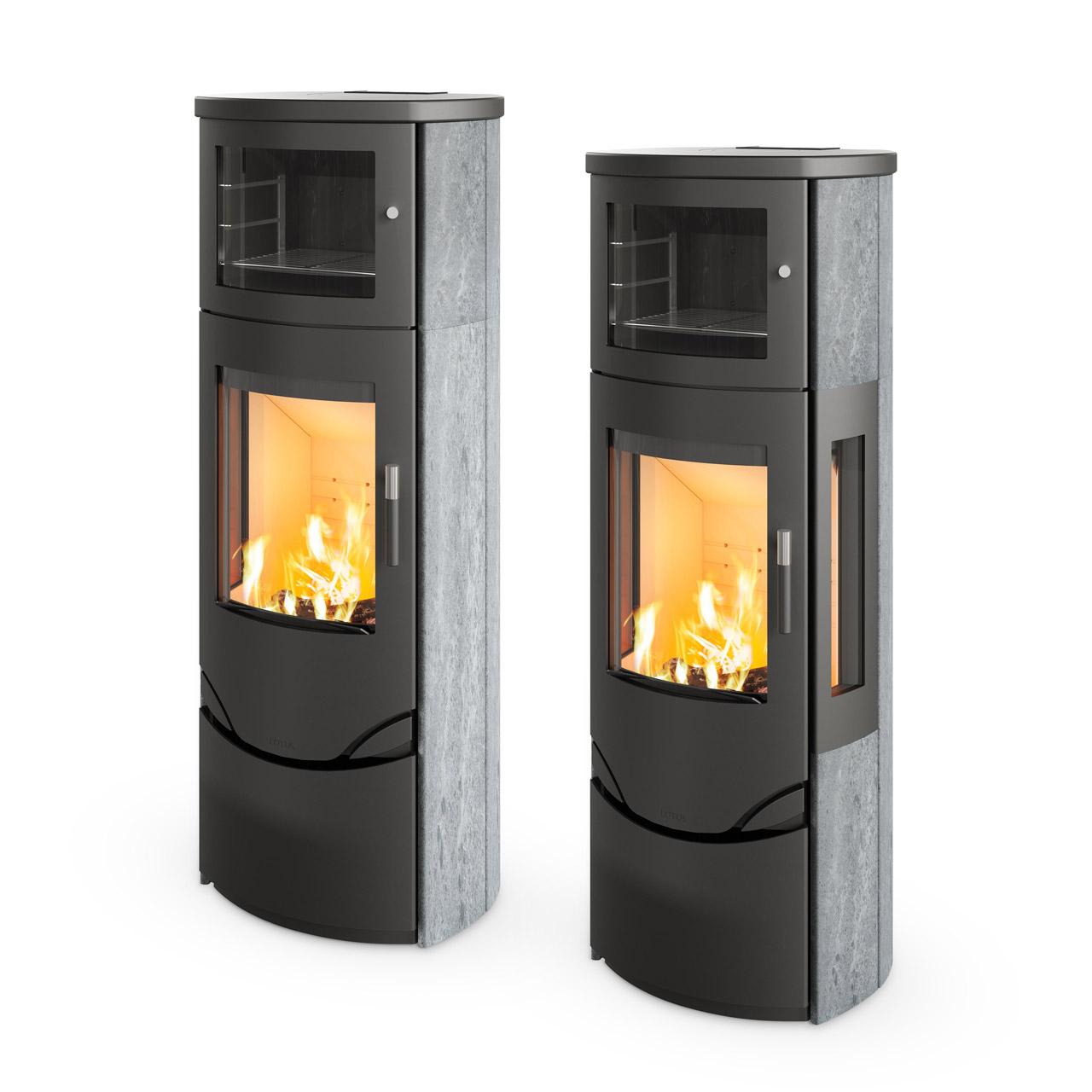 Kaminofen Lotus Prio 7M Speckstein mit Warmhaltefach 7 kW