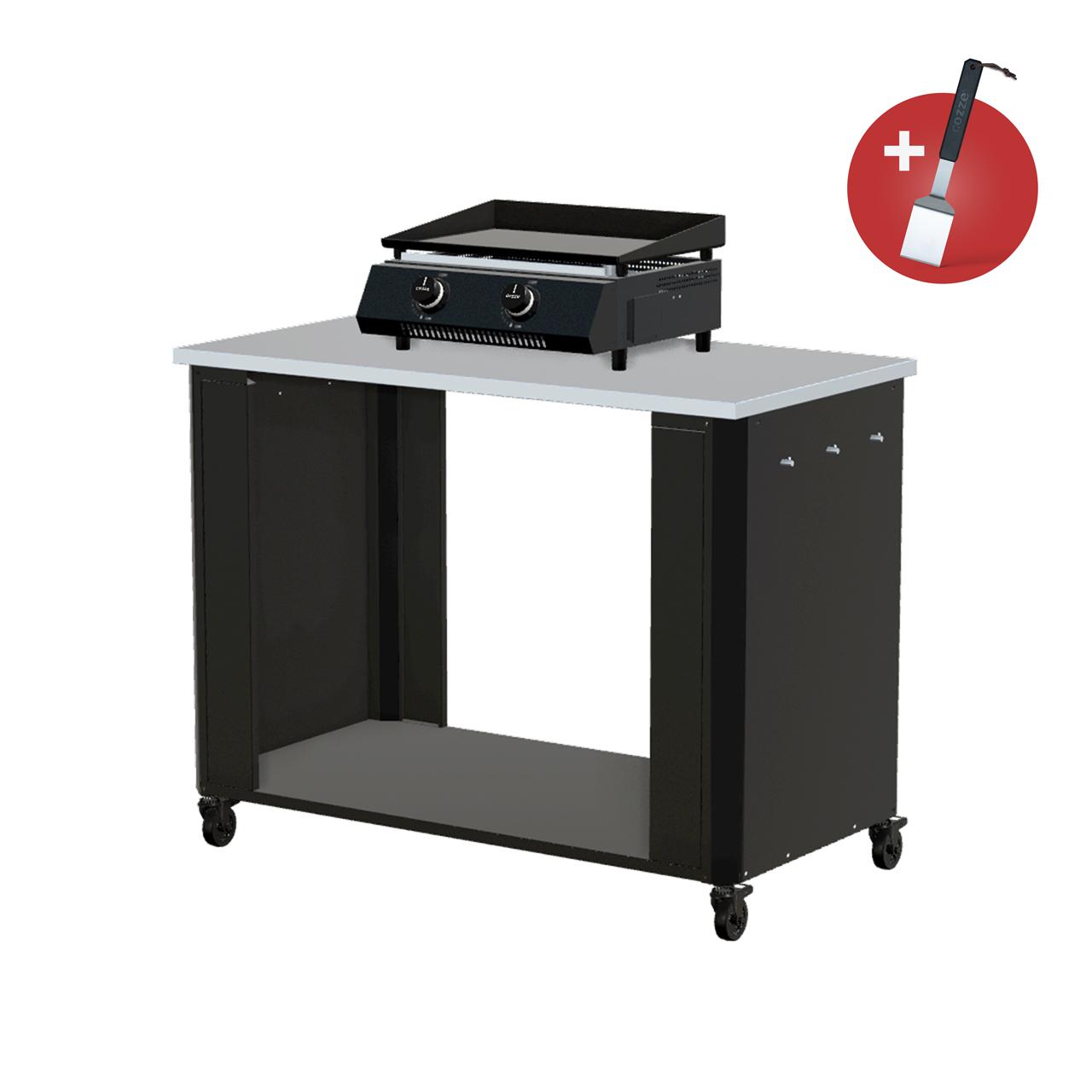 Cozze Plancha G-400 Bundle inkl. offenes Modul 115 cm mit Edelstahlplatte & Gratis Grillspatel