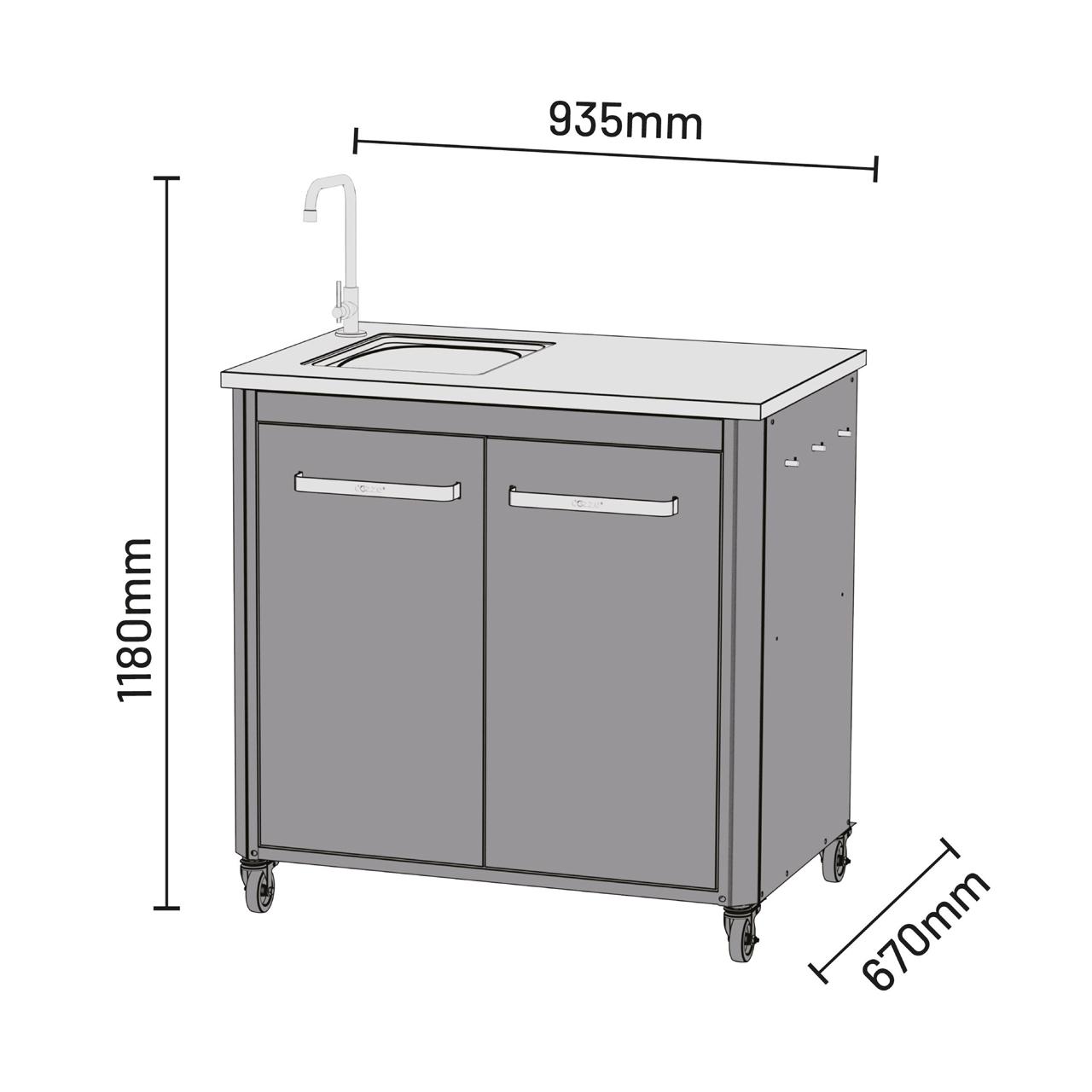 Cozze Outdoorküche Bundle mit Spülenschrank 90 cm & Schrankmodul 120 cm mit Edelstahlplatte