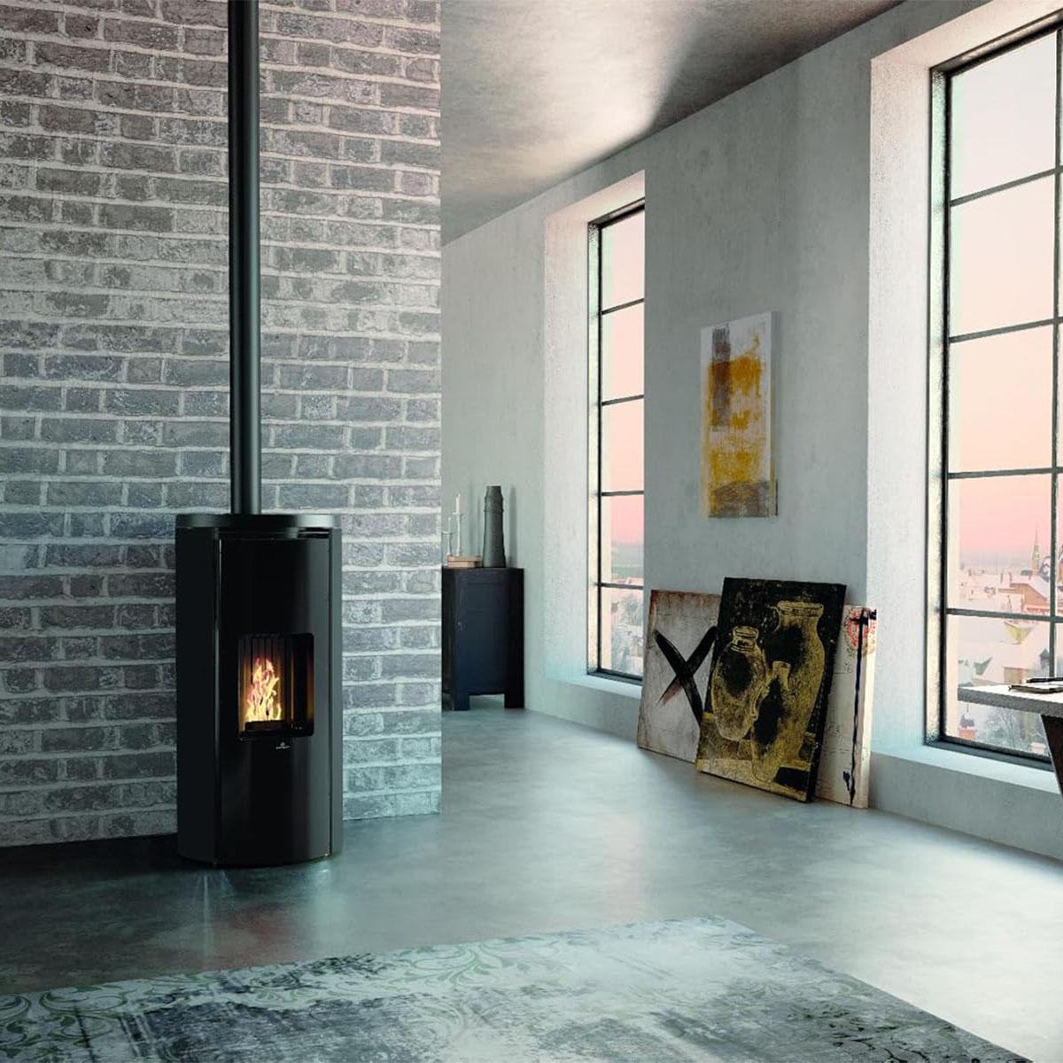 Pelletofen Edilkamin Celia Air Tight C 7,2 kW - Ausführung: Stahl Schwarz