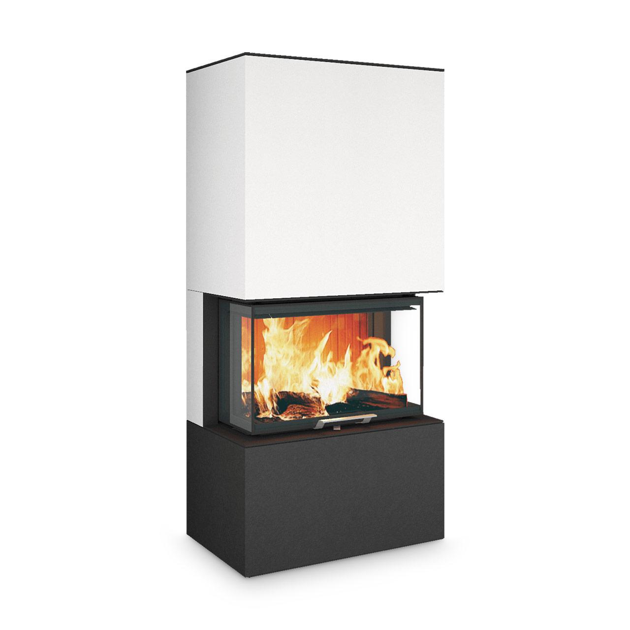Kaminbausatz Neocube P20 8,5 kW - Oberteil: Arctic White - Unterteil: Nero Zimbabwe