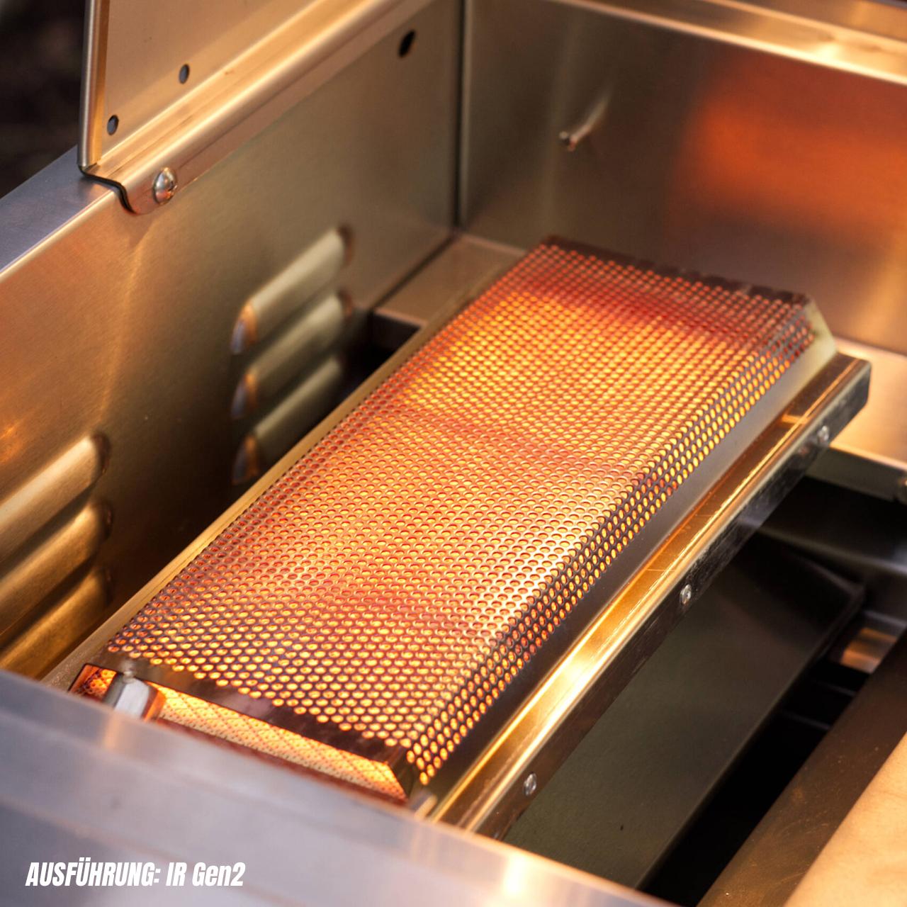 Gasgrill Einbaugrillaufsatz vivandio fyre X - Ausführung: IR Gen2 (1x IR + 3x Edelstahlguss) - Konfiguration: 2x Keramik Rest V4A