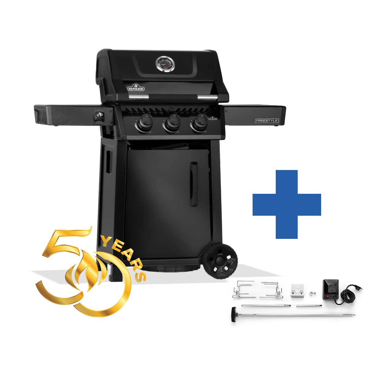 Gasgrill Napoleon Freestyle 365 Schwarz, mit 3 Brennern - 50 Jahre Napoleon Sommer Aktion