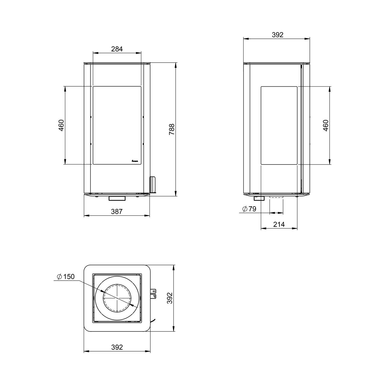 Kaminofen Nordpeis YoU Wall 6,6 kW, Wandkamin - Ausführung: Nordpeis YoU Wall, Thermotte Light