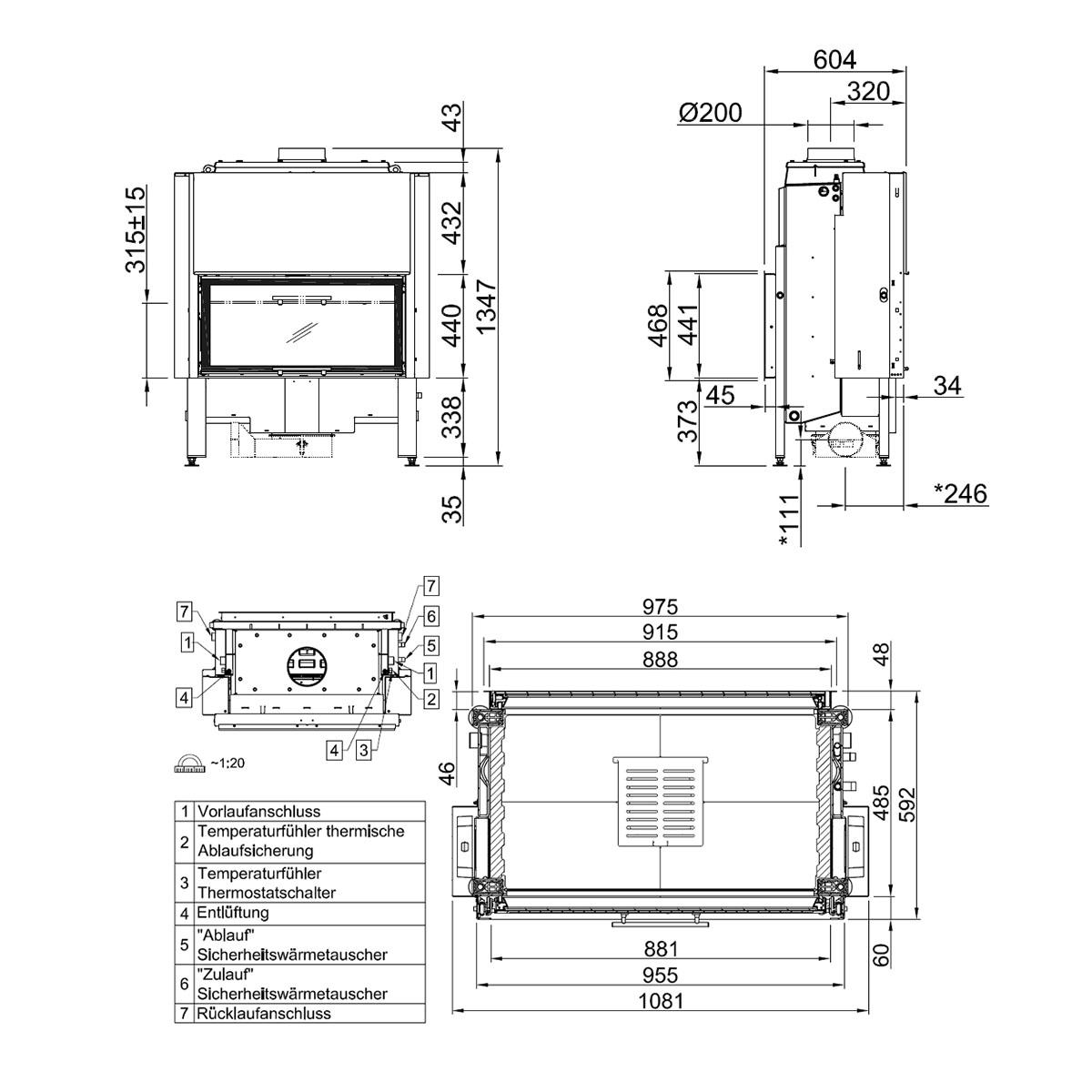 Kamineinsatz wasserführend Spartherm Varia A-FDh H2O 10,4 kW