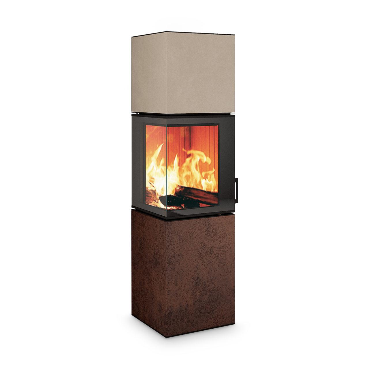 Kaminofen Neocube S10 5,4 kW - Oberteil: Phedra - Unterteil: Iron Corten