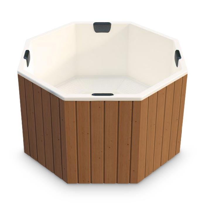 Hot Tub AA-Kaminwelt Badefass achteckig mit Kunststoffeinsatz ohne Ofen - Farbe: RAL 1013 - Größe: 1,8x1,8 m