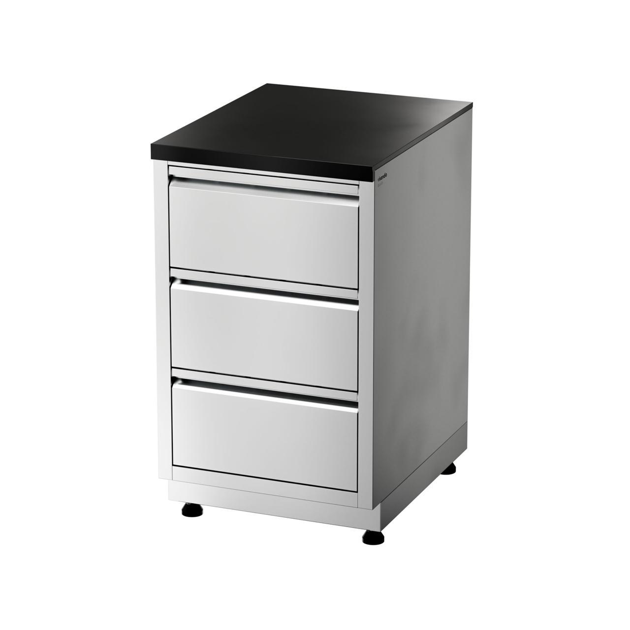 Outdoorküche vivandio quub / Mobile Outdoorküche mit Grill, Kühlschrank & Schubladen - Ausführung: silber - Mobilität: mit Stellfüßen