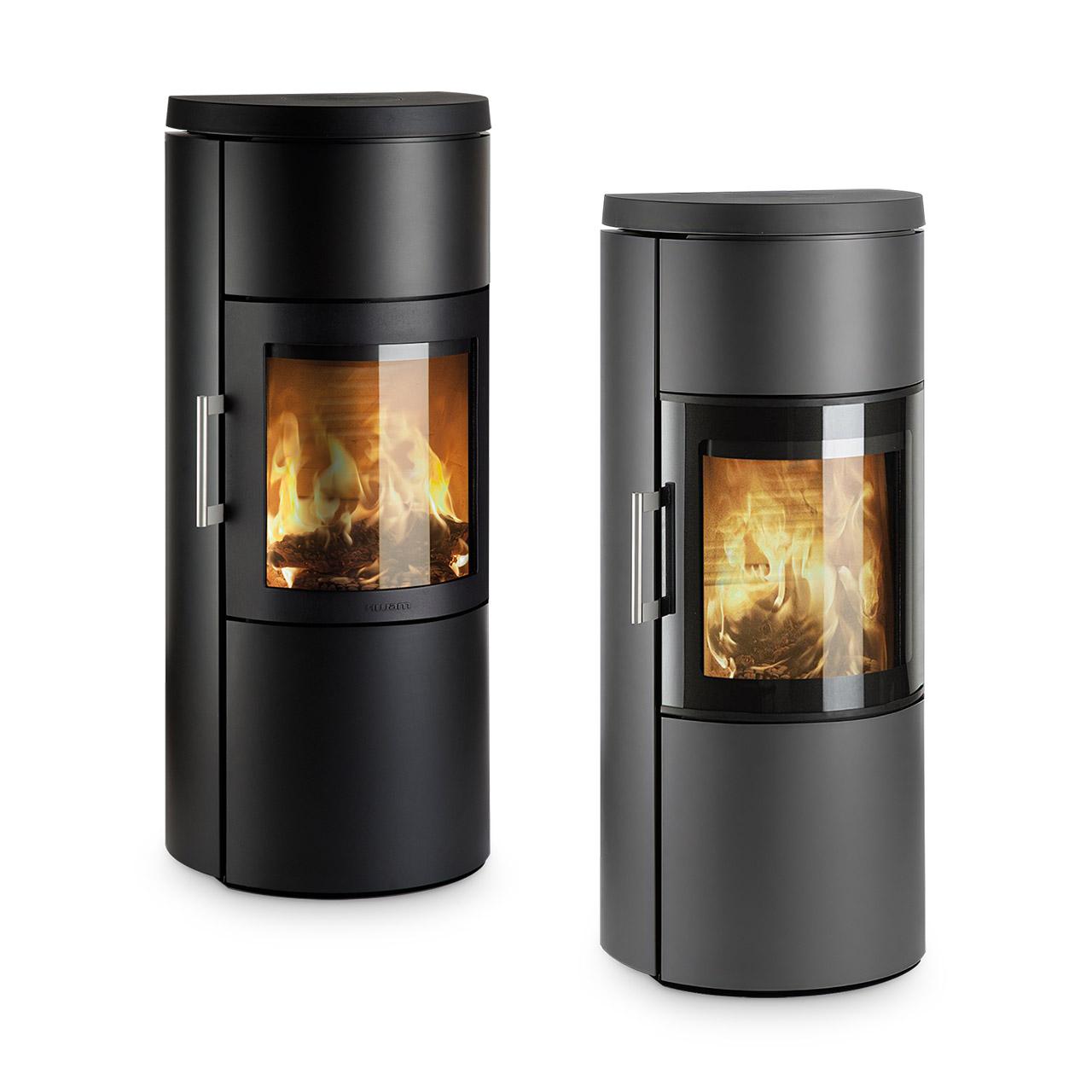 Kaminofen HWAM 3520 Stahl Autopilot 4,5 kW - Ausführung: 3520c, Korpus Grau, Rauchabgang Oben Ø 150 mm