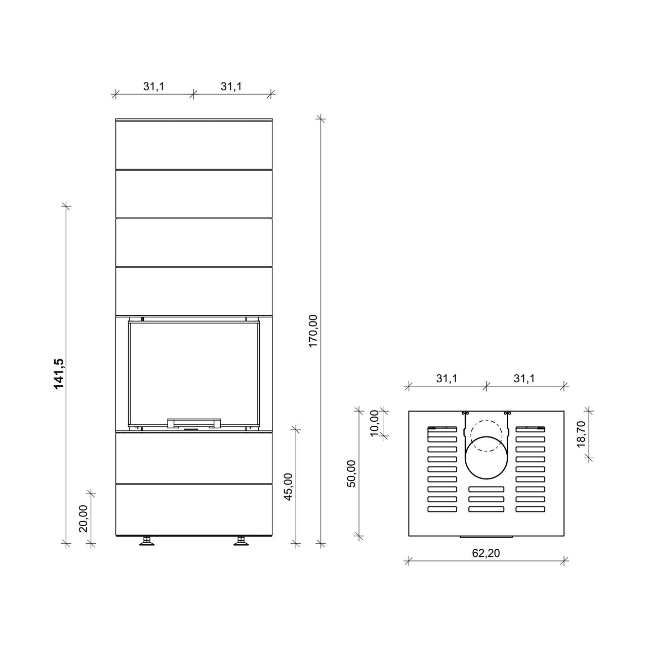 Kaminofen Neocube P10 Black & White 7,9 kW Sondermodell inkl. Wärmespeicher - Verkleidung: Nero satin