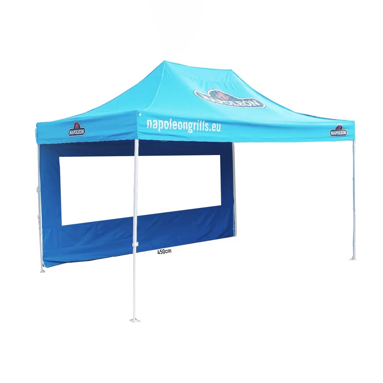 Seitenwand 4,5M - Blau mit Fenster