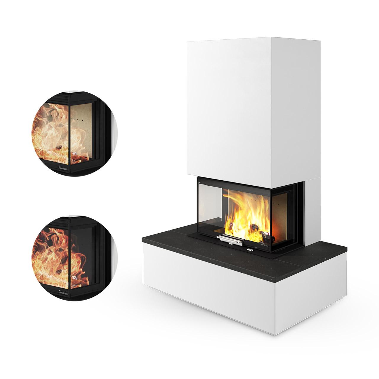 Kaminbausatz Nordpeis Monaco III Bank 8 kW - Ausführung: Feuerraumauskleidung Thermotte Dark
