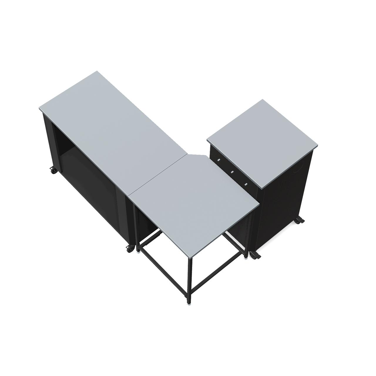 Cozze Outdoorküche Bundle mit Ecktisch, offenem Modul 115 cm & hohem Schrankmodul 60 cm mit Edelstahlplatte