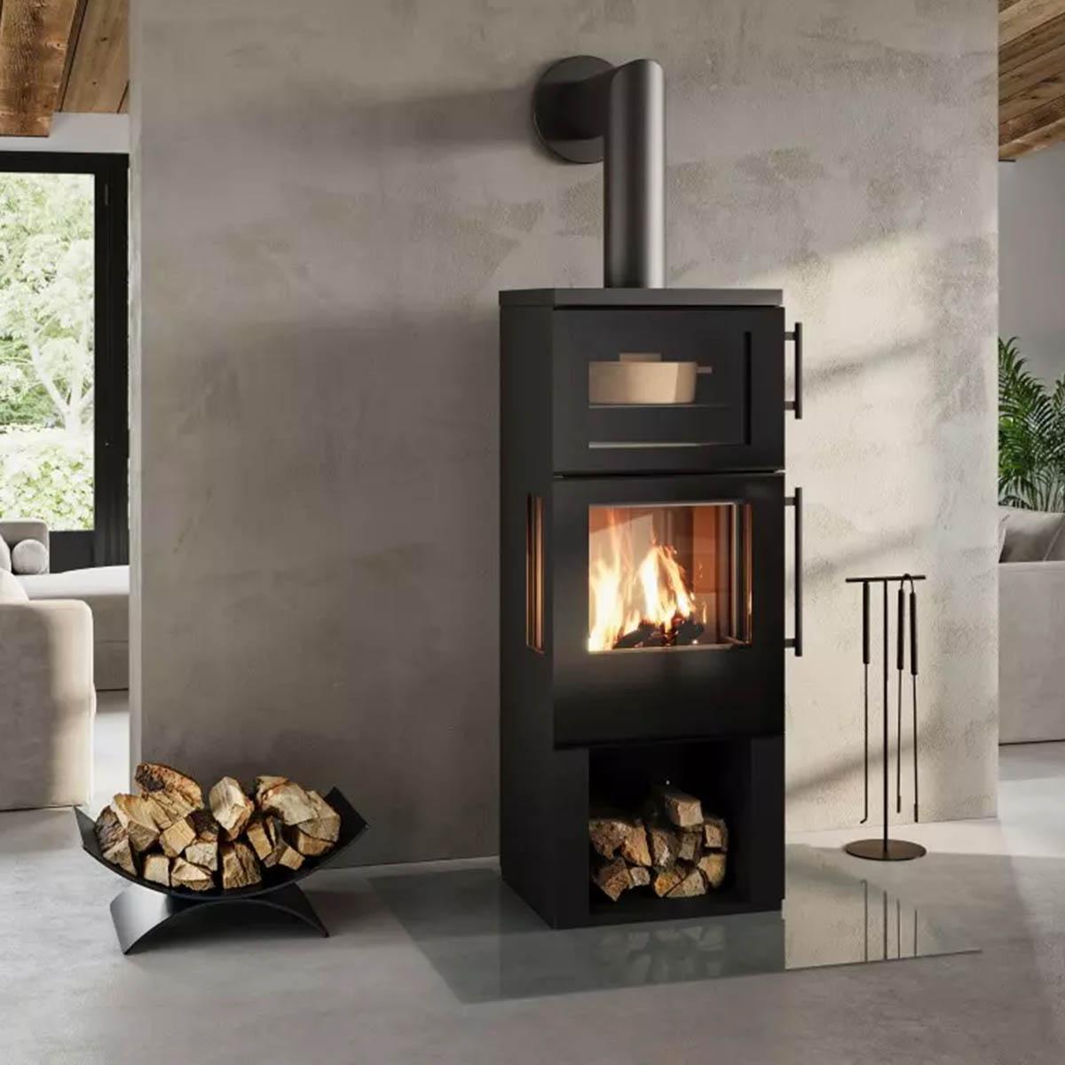 Kaminofen Cera Design Baker One mit 7 kW - Holzfach: offen