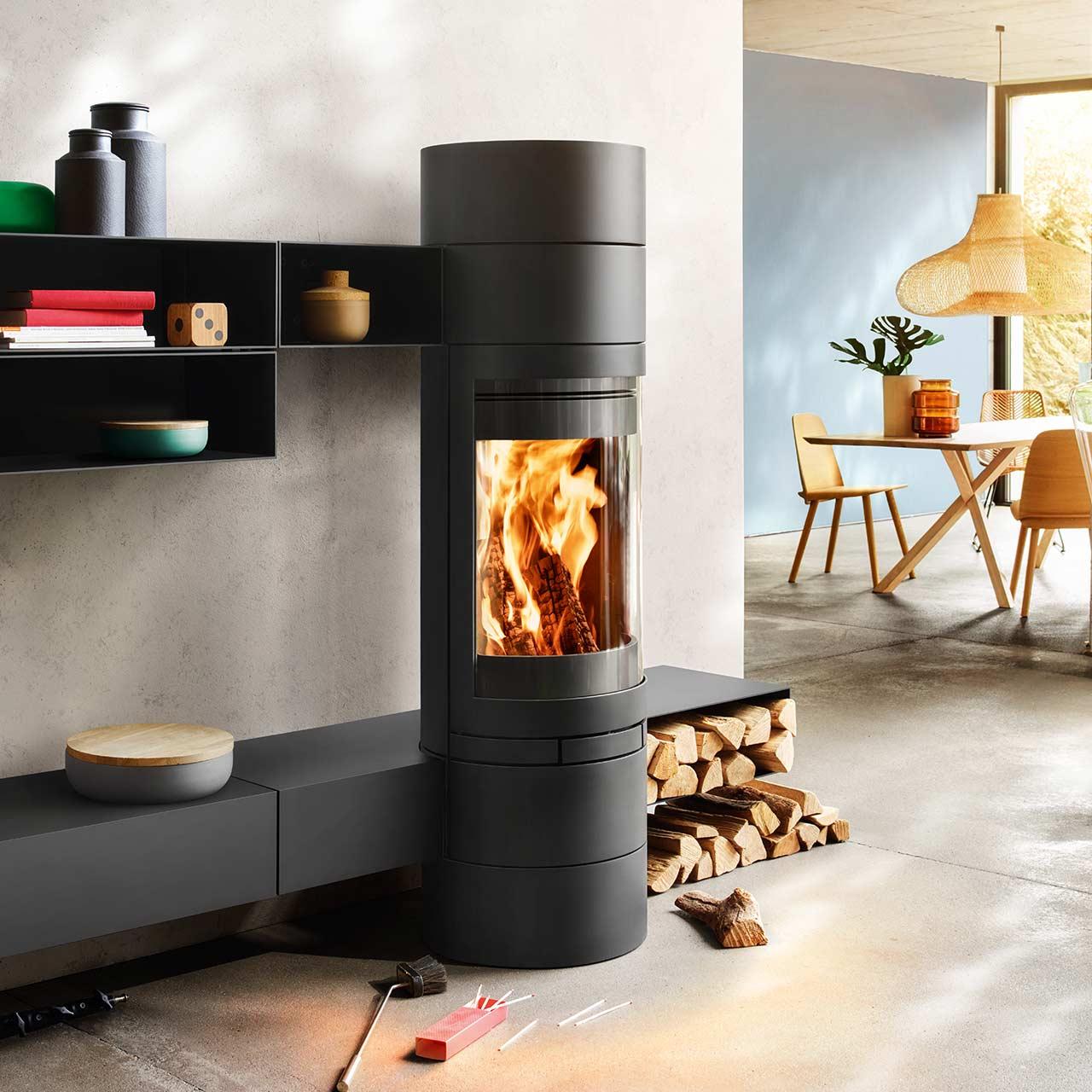 Kaminofen Skantherm Elements Rund 2.0, 6,7 kW - Ausführung: Elements Rund 2.0, RLU, Brennkammer feststehend