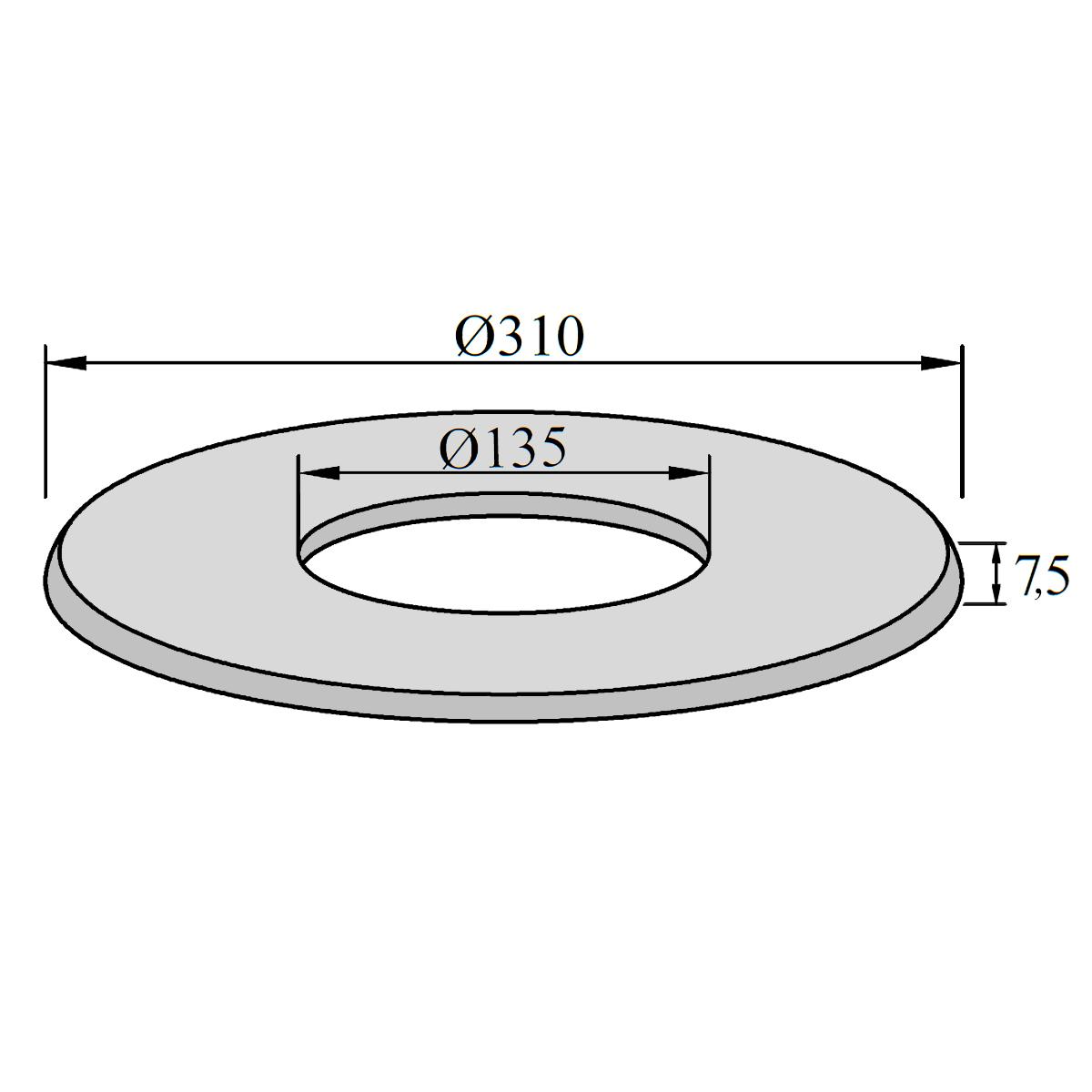 Ofenrohr Rosette DN 130 mm Rand 9 cm Schwarz