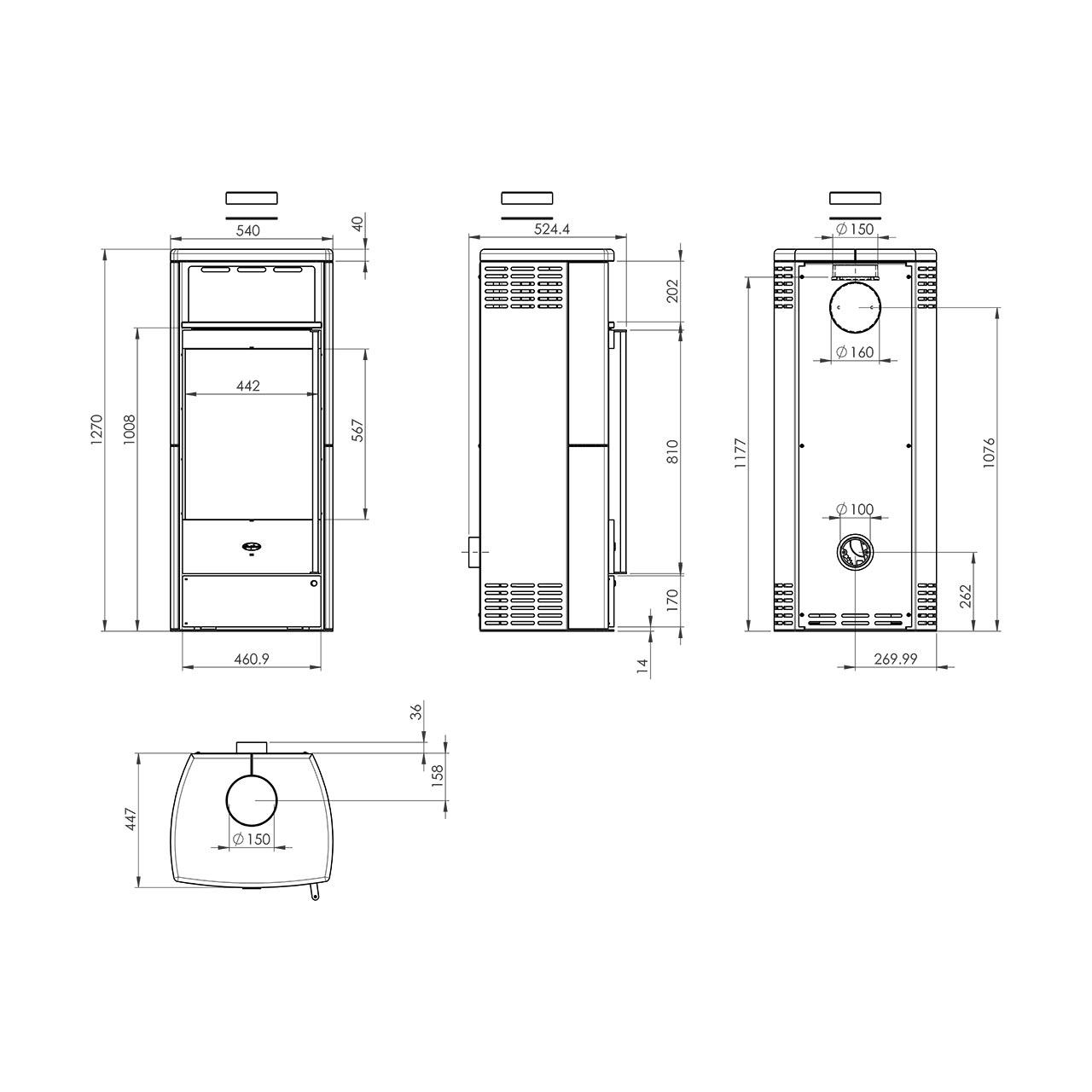 Dauerbrandofen Fireplace Teramo RLU Speckstein 6 kW