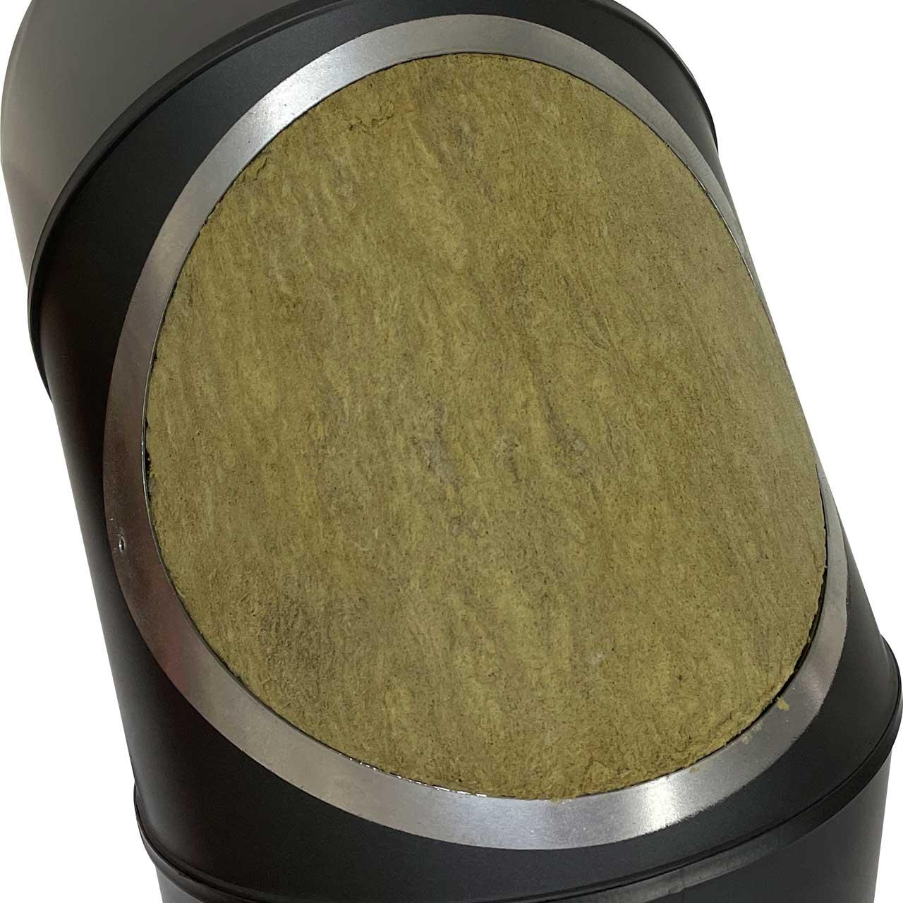 Doppelwandiges Ofenrohr Bogen mit Tür DN 130 mm 90° Schwarz