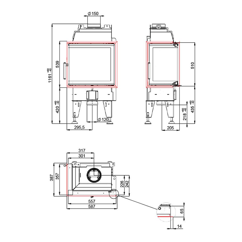 Kamineinsatz BeF Feel 6 CP/CL 5 kW - Ausführung: links