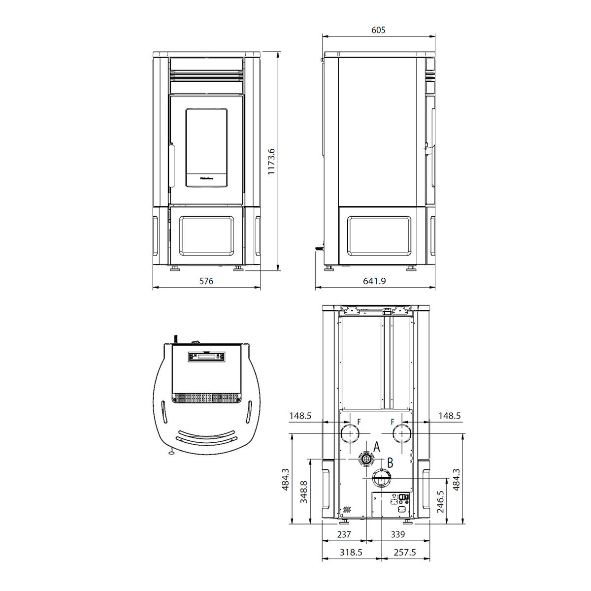 Pelletofen Extraflame Evolution Line Noris Plus Lux mit 12 kW - Verkleidung: taupe matt