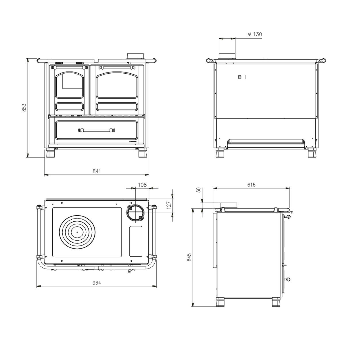 Küchenofen La Nordica Family.16 4,5 mit 7,5 kW - Verkleidung: Stahl Anthrazit