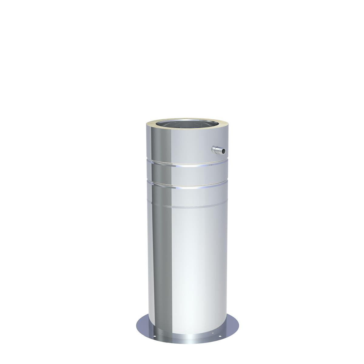 Jeremias DW Teleskopstütze mit Teleskopkopf, Kondensatablauf seitlich und 1/2 Zoll Nippel - verstellbar: 250-690mm - für Schornstein-Innendurchmesser: 150mm