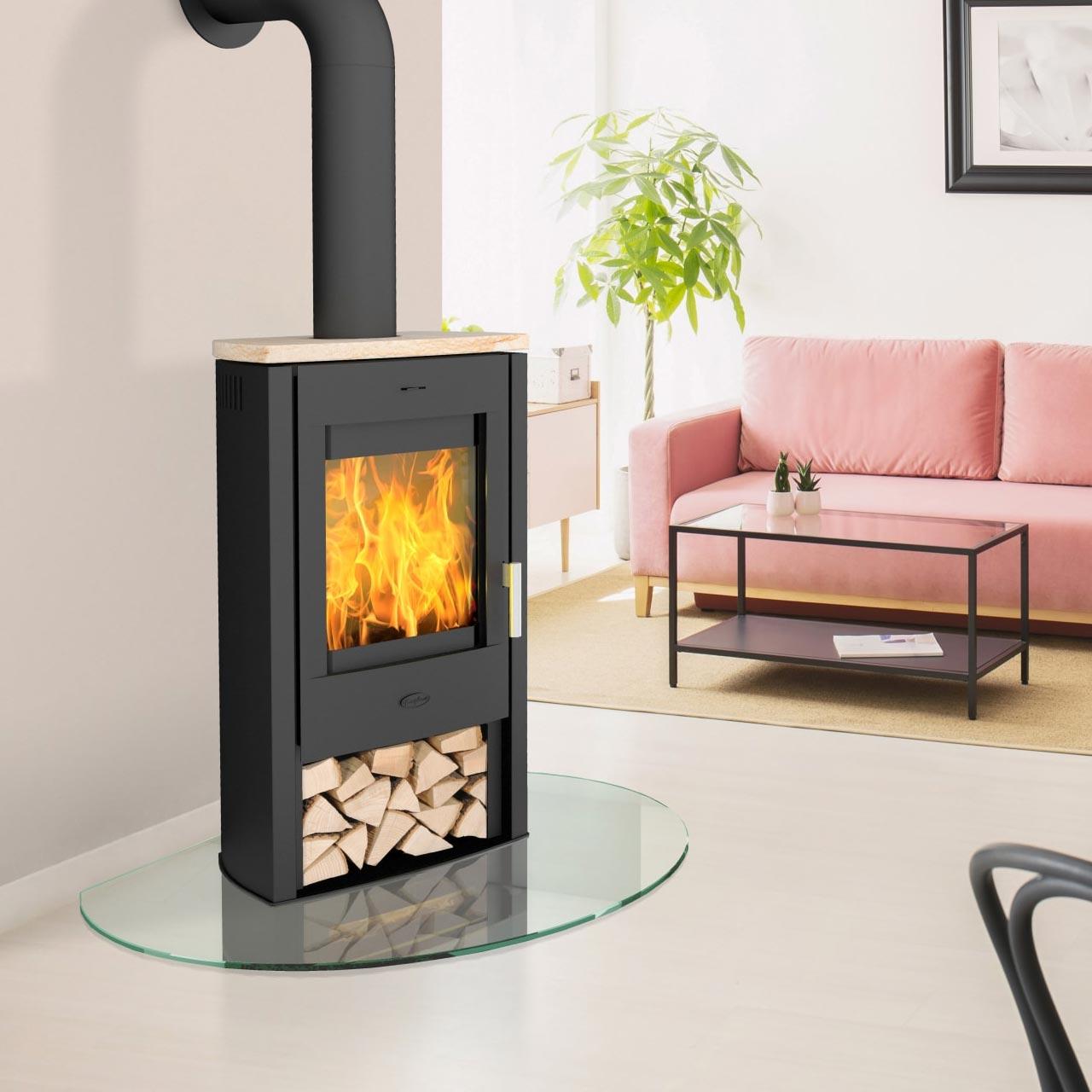 Kaminofen Fireplace Tuvalu Sandstein Top 6 kW