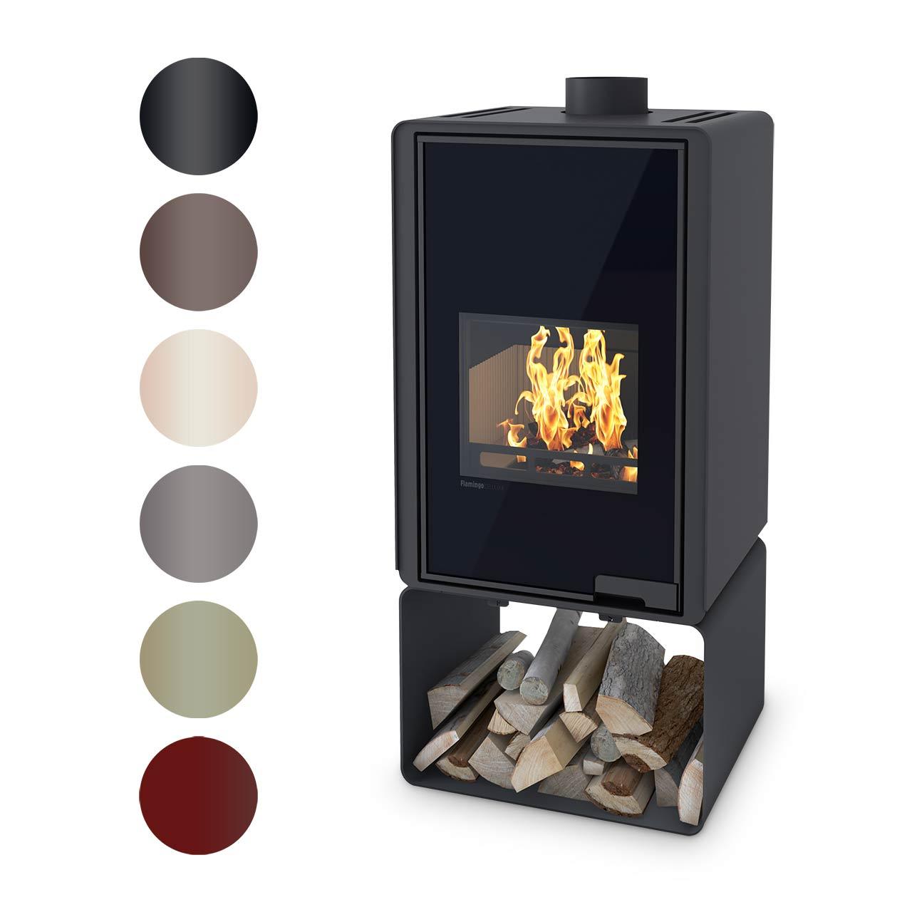Kaminofen HS Flamingo Deluxe Pentai 9 kW - Sockel: Olive
