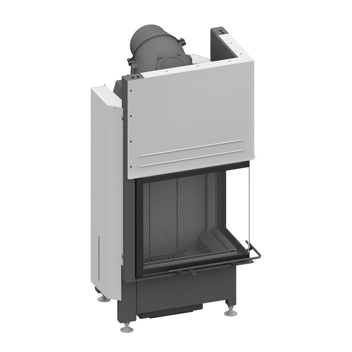 Eck-Kamineinsatz Schmid Ekko R 55(34) h mit 5 kW - Türhöhe: 51 cm - Brennraumauskleidung: Schamotte Anthrazit - modulares Blendrahmensystem: nein