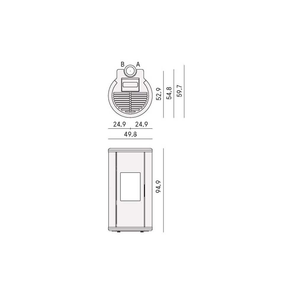 Pelletofen Cadel Sound 5 Up-Twin 5,5 kW - Ausführung: Titanium