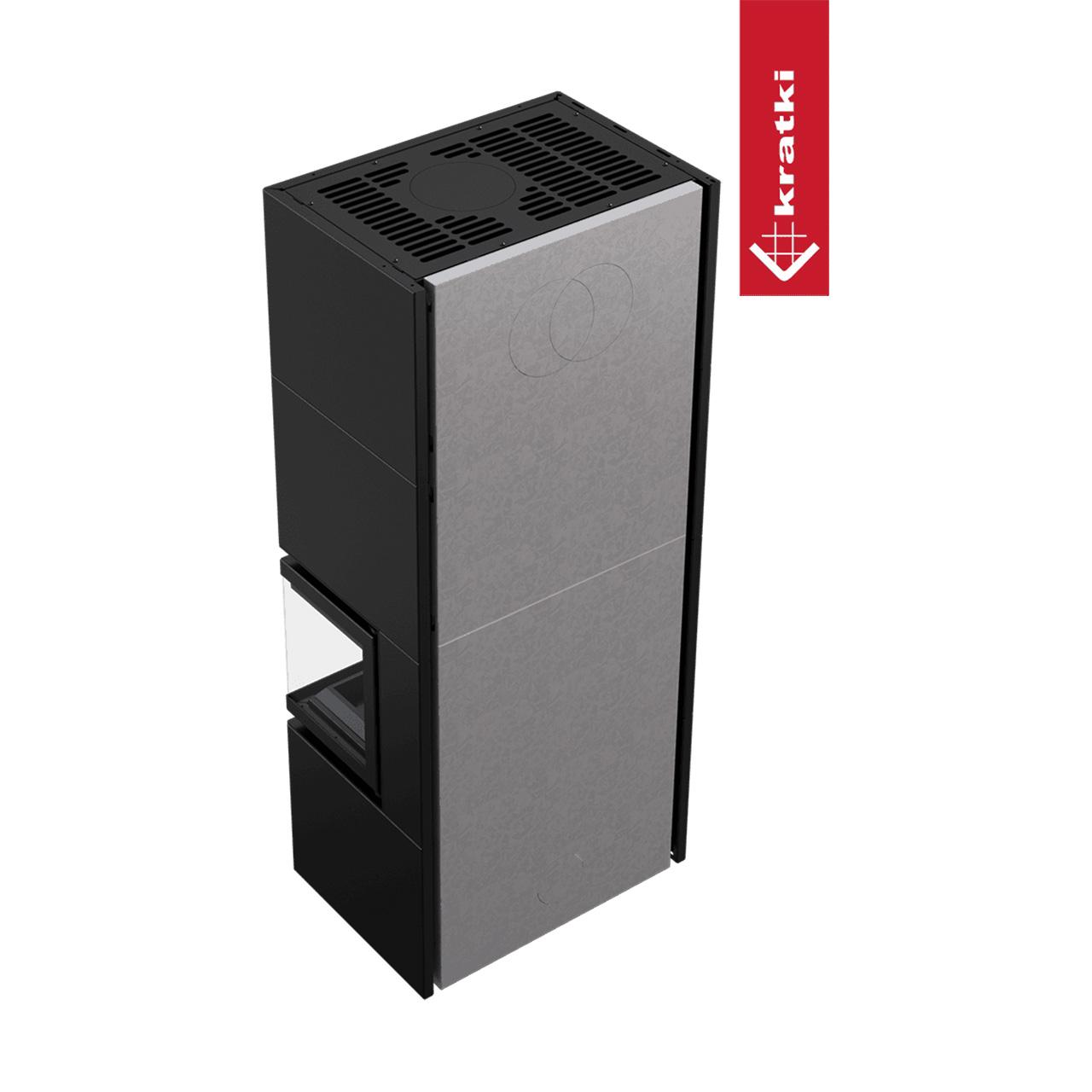 Kaminbausatz Kratki SIMPLE/BOX 8 kW - Ausführung: Schwarz, Seitenglas rechts