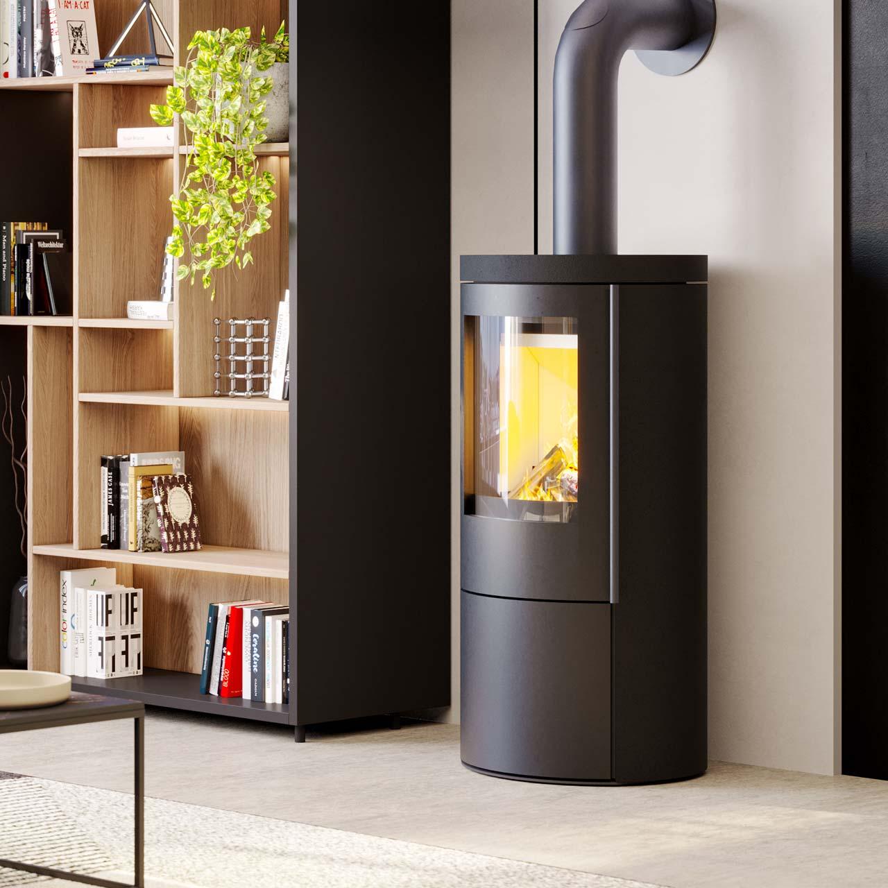 Kaminofen Vaio IQ 33 Naturstein Absolute Black Edition mit 6,3 kW inkl. Kaminbesteck - Ausführung: 1 Topplatte