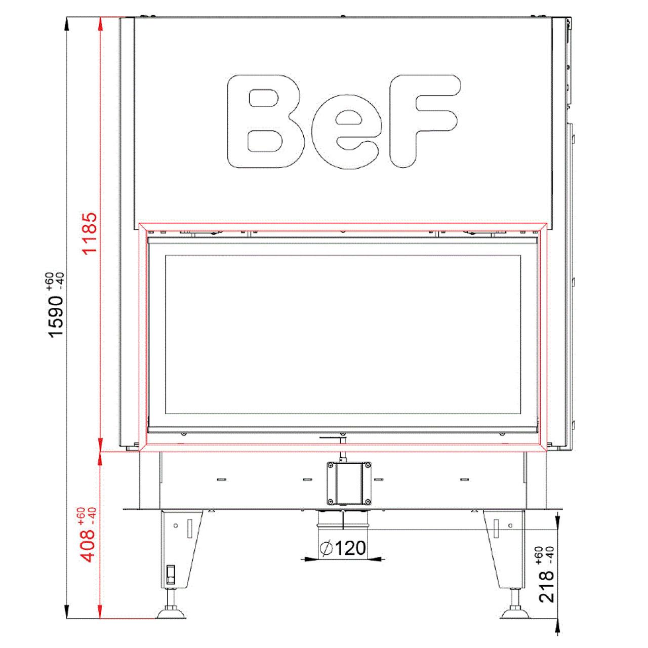 Kamineinsatz wasserführend BeF Twin V 10 Aquatic II 20 kW