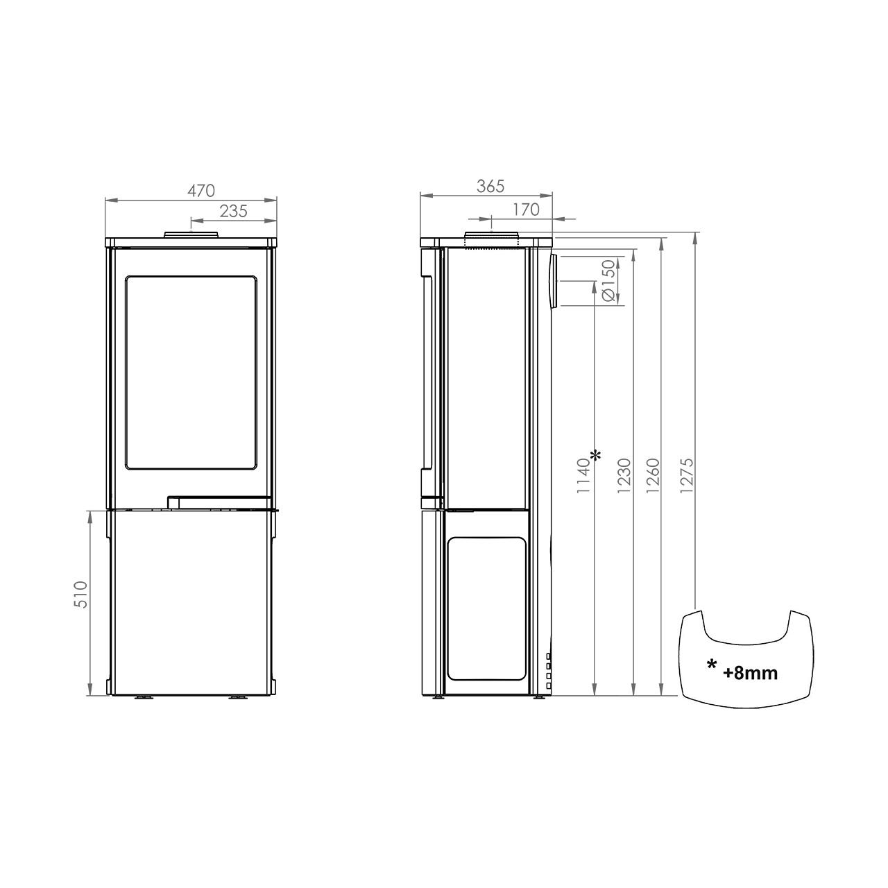 Kaminofen Nordpeis Duo 2 mit Seitenglas 5 kW
