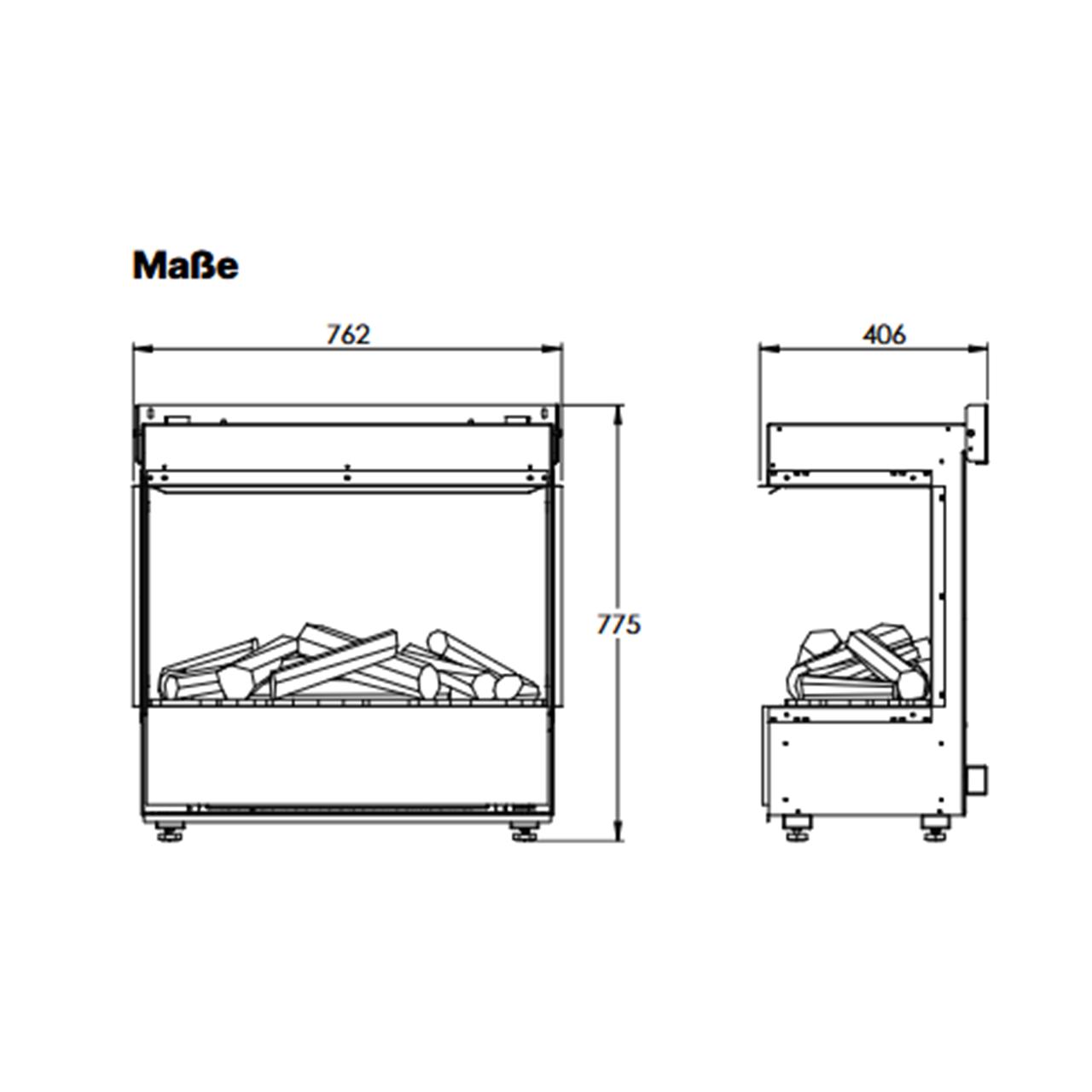 Dimplex 3 Step Multi Optimyst Elektrokamin - 3-seitiger Design Einbaukamin mit realistischem Wasserdampf-Flammenbild & App-Steuerung
