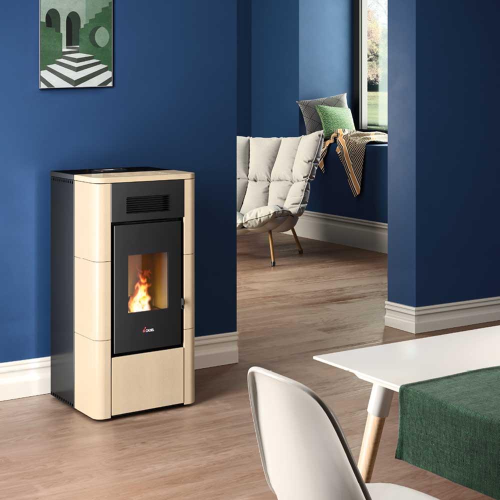 Pelletofen wasserführend Cadel River Idrotech 18 - Ausführung: Keramik, Weiß