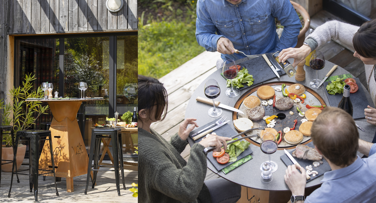 mit Holzkohle betriebener Plancha Grill