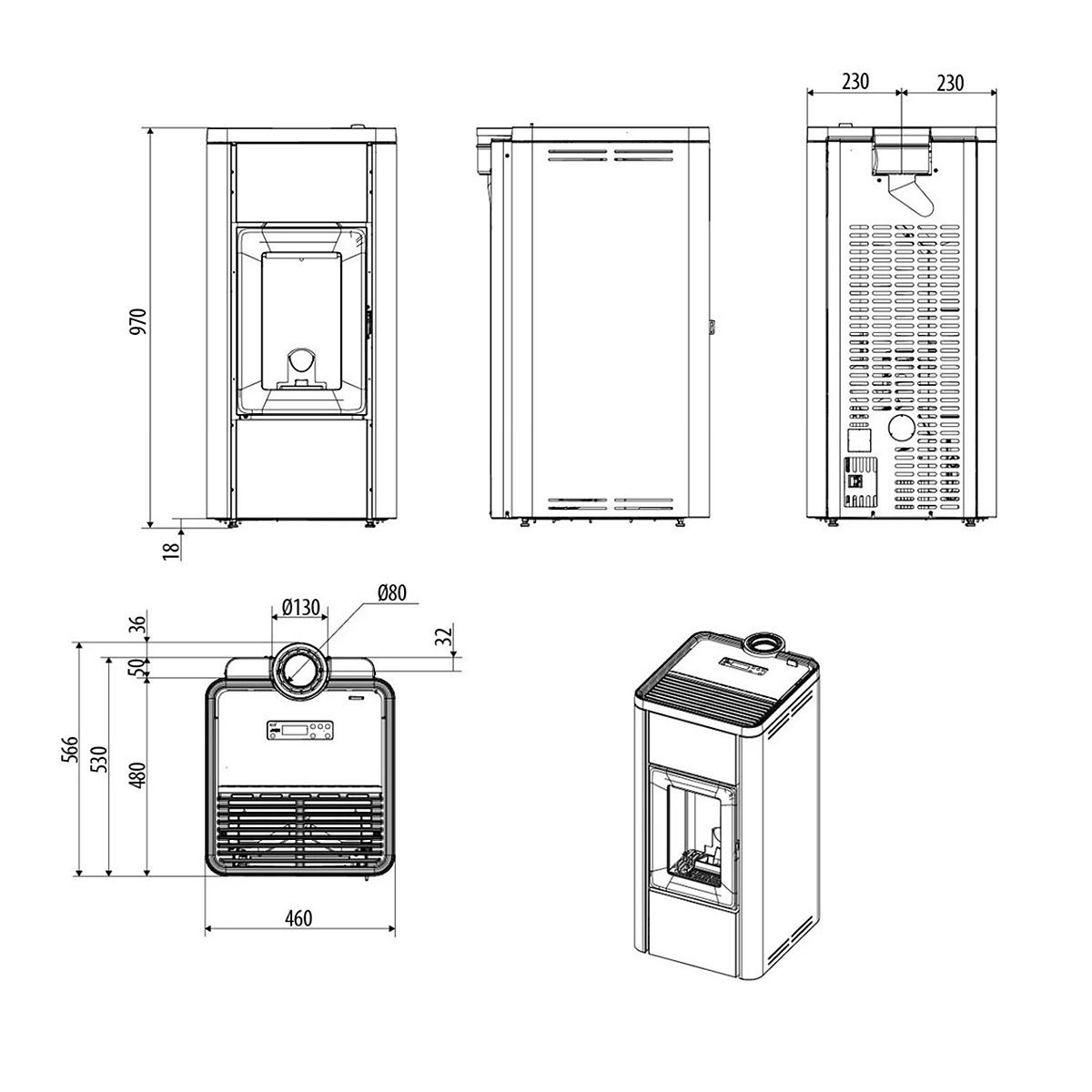 Pelletofen MCZ Ghea Air 6 XUP! 5S 6 kW - Ausführung: 313 Silver metal