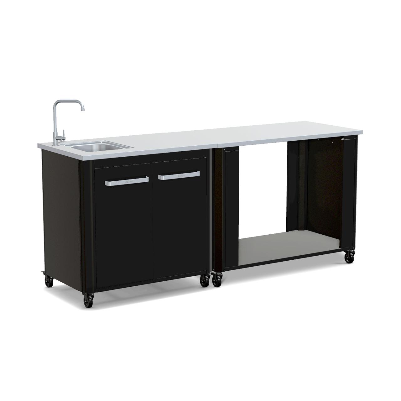 Cozze Outdoorküche Bundle mit Spülenschrank 90 cm & offenem Modul 115 cm mit Edelstahlplatte