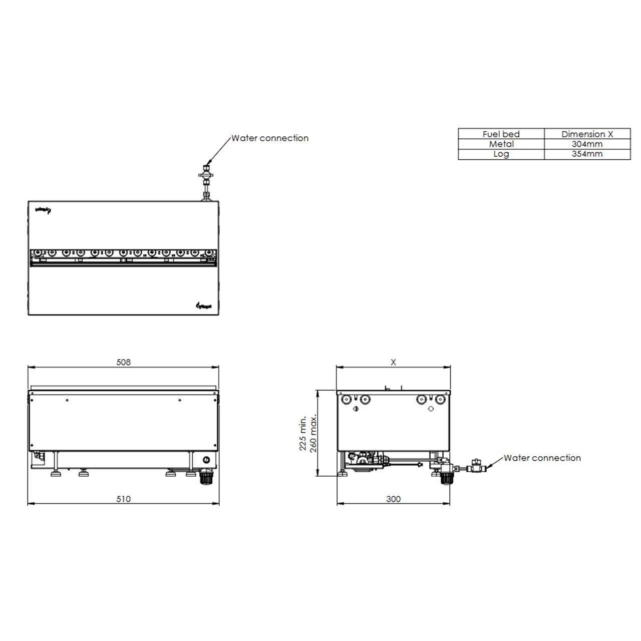 Dimplex Cassette 500 projects Multi Optimyst Elektrokamin - 4-seitige Flammensicht mit App-Steuerung und Wasseranschluss