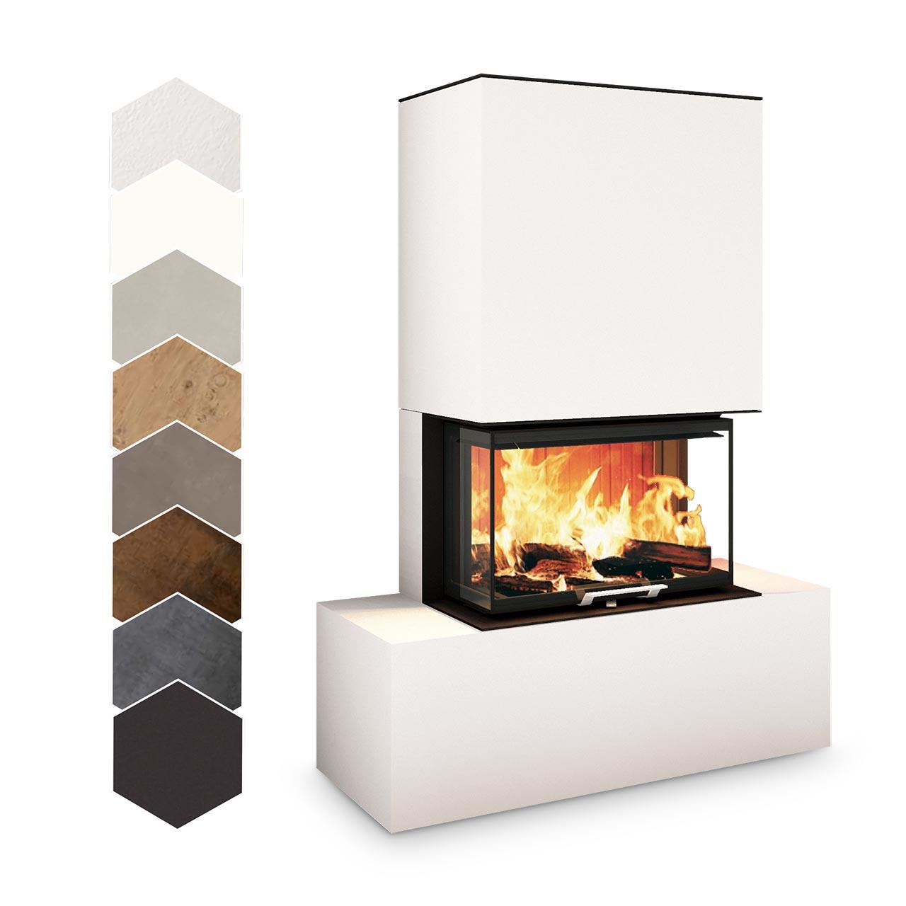 Kaminbausatz Neocube P21 8,5 kW - Oberteil: Phedra - Unterteil: Iron Corten