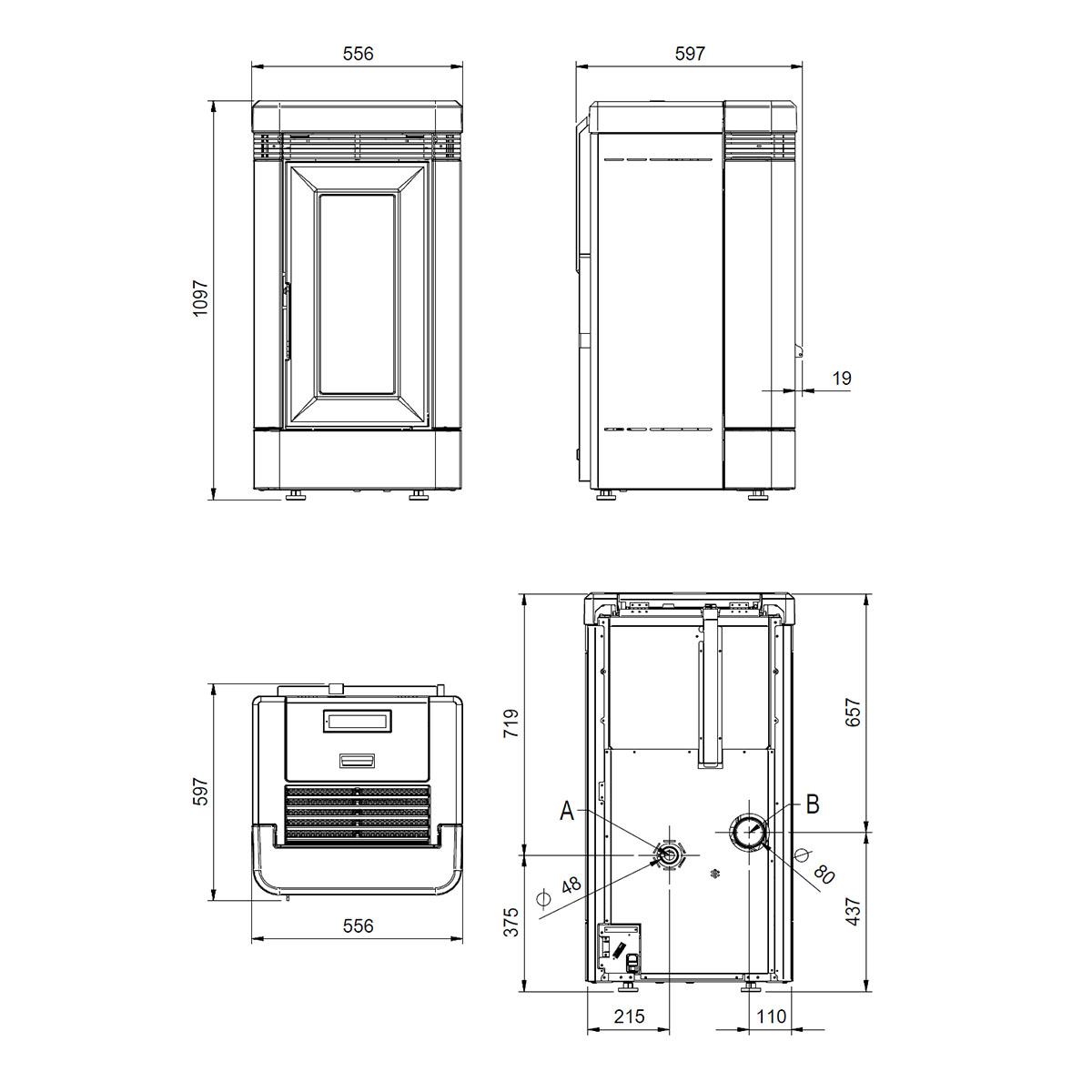 Pelletofen Extraflame Lucia.16 mit 12 kW - Verkleidung: weiß