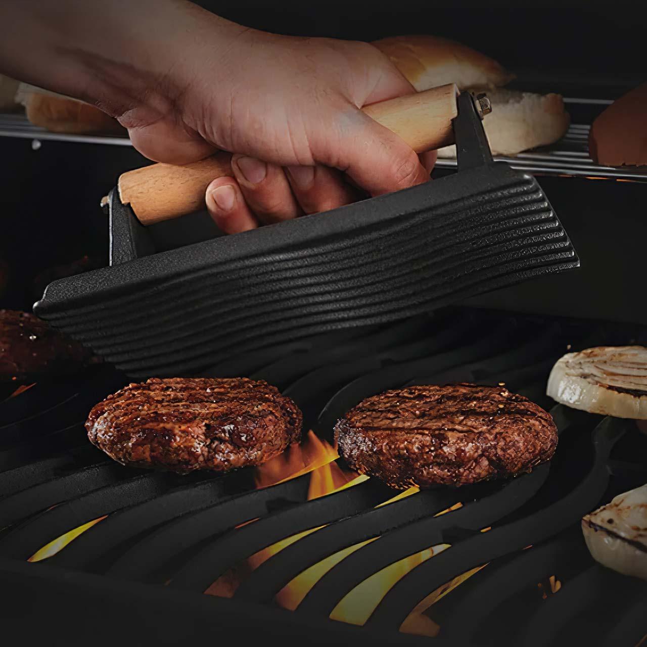 Grillzubehör Napoleon Gusseisen Gewicht, Fleischbeschwerer und Burgerpresse 21x11 cm
