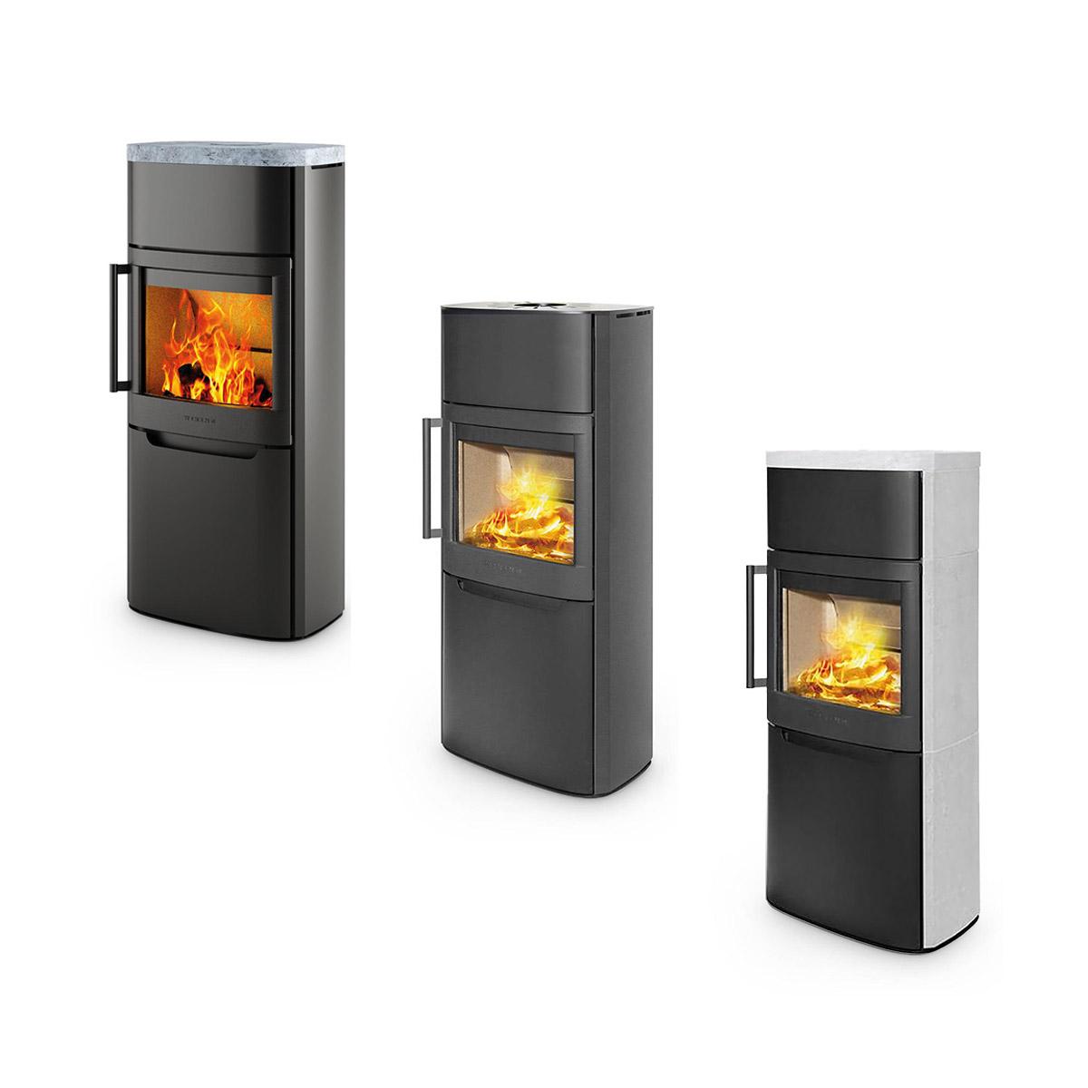 Kaminofen Wiking Pala 6, 7 kW - Ausführung: Stahl - Korpus: Schwarz - Rauchabgang: Oben