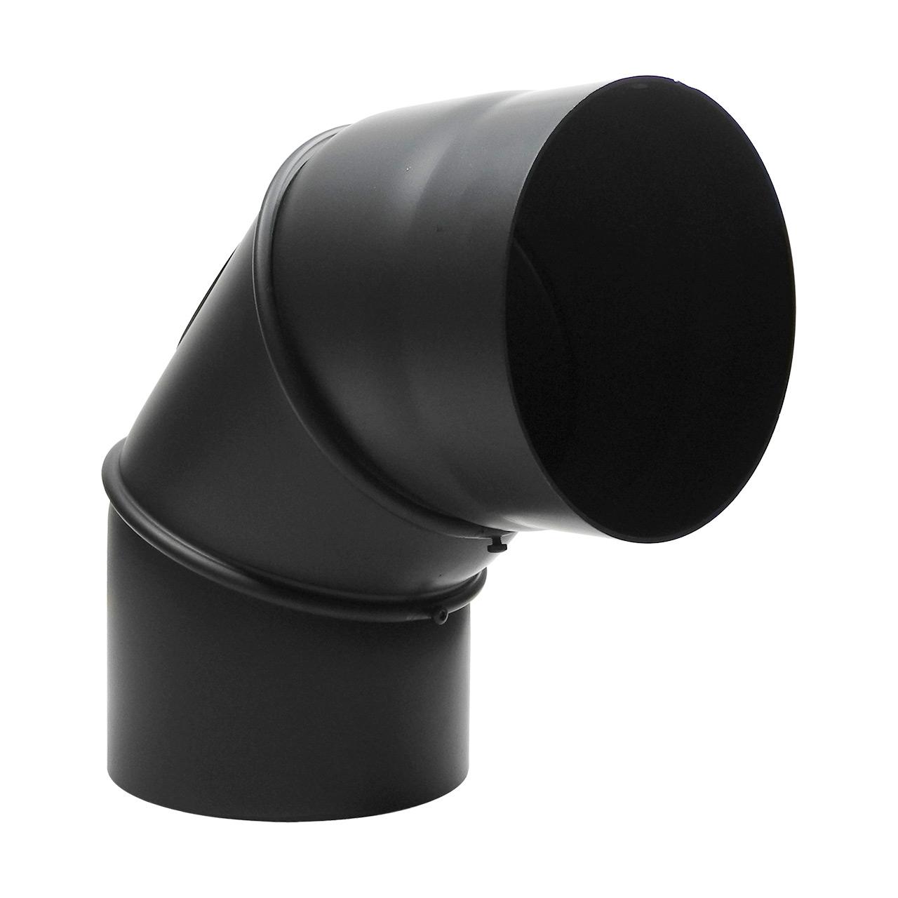 Ofenrohr Bogen 3tlg. verstellbar mit Tür DN 160 mm 90° Schwarz